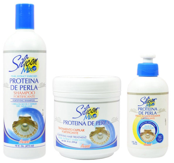 Silicon Mix Perla Protein Shampoo, Leave-in and Treatment (3-Piece Set)