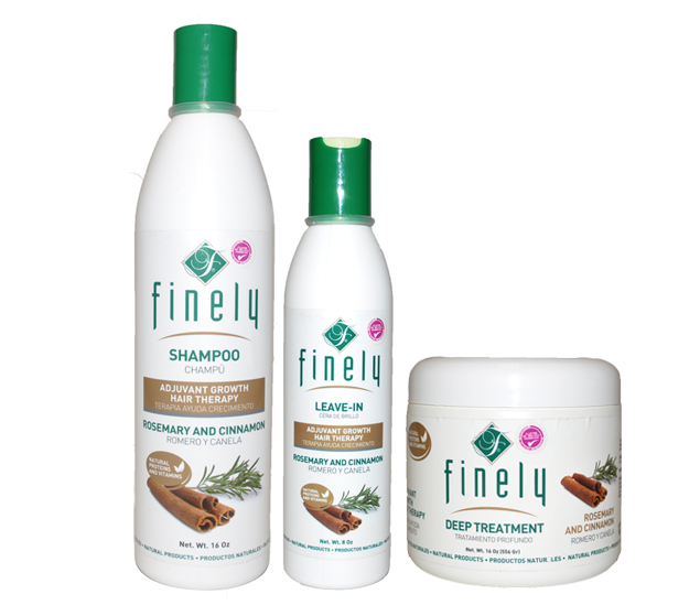 Finely Rosemary & Cinnamon Shampoo, Leave-in and Treatment (3 Piece Set)